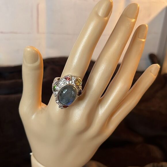 Karis Malagasy Labradorite, Multi Gemstone Celestial Garden Ring in Platinum Bon - Picture 12 of 16